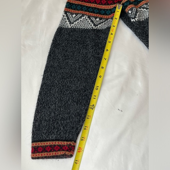 Artesania Eden Hoodie Fringe Aztec Sweater Size Large grey Alpaca Hippie Peru - Picture 9 of 11